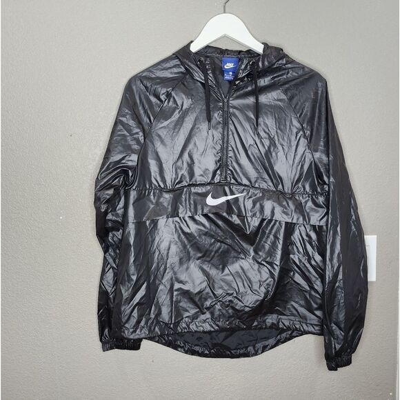 Nike Kangaroo Pouch Black Windbreaker - Picture 1 of 7